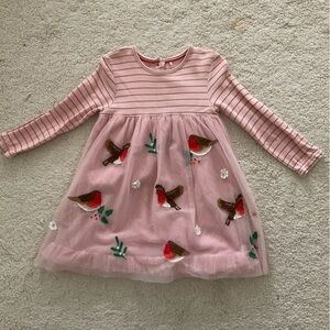 Baby Boden Pink Bird Embroidered Dress